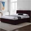 Pemberly Row Channel Tufted Fabric Upholstered Platform Queen Bed in Burgundy