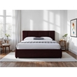 Pemberly Row Channel Tufted Fabric Upholstered Platform Queen Bed in Burgundy