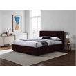 Pemberly Row Channel Tufted Fabric Upholstered Platform Queen Bed in Burgundy