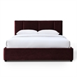 Pemberly Row Channel Tufted Fabric Upholstered Platform Queen Bed in Burgundy
