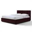 Pemberly Row Channel Tufted Fabric Upholstered Platform Queen Bed in Burgundy