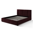 Pemberly Row Channel Tufted Fabric Upholstered Platform Queen Bed in Burgundy