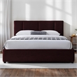 Pemberly Row Channel Tufted Fabric Upholstered Platform Queen Bed in Burgundy