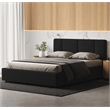 Pemberly Row Channel Tufted Upholstered Platform Queen Bed in Black Boucle