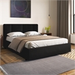 Pemberly Row Channel Tufted Upholstered Platform Queen Bed in Black Boucle