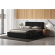 Pemberly Row Channel Tufted Upholstered Platform Queen Bed in Black Boucle
