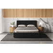 Pemberly Row Channel Tufted Upholstered Platform Queen Bed in Black Boucle