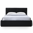 Pemberly Row Channel Tufted Upholstered Platform Queen Bed in Black Boucle