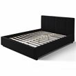 Pemberly Row Channel Tufted Upholstered Platform Queen Bed in Black Boucle