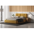 Pemberly Row Channel Tufted Upholstered Platform Queen Bed in Mustard Boucle