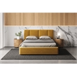 Pemberly Row Channel Tufted Upholstered Platform Queen Bed in Mustard Boucle