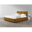 Pemberly Row Channel Tufted Upholstered Platform Queen Bed in Mustard Boucle
