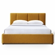 Pemberly Row Channel Tufted Upholstered Platform Queen Bed in Mustard Boucle