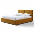Pemberly Row Channel Tufted Upholstered Platform Queen Bed in Mustard Boucle