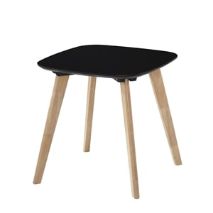 Pemberly Row Solid Wood End Table with Natural Oak Stain Legs in Black