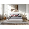 Pemberly Row Horizontal Channel Tufted Platform Queen Bed in White Fabric