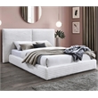 Pemberly Row Horizontal Channel Tufted Platform Queen Bed in White Fabric