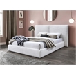 Pemberly Row Horizontal Channel Tufted Platform Queen Bed in White Fabric