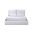 Pemberly Row Horizontal Channel Tufted Platform Queen Bed in White Fabric
