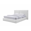 Pemberly Row Horizontal Channel Tufted Platform Queen Bed in White Fabric