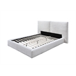 Pemberly Row Horizontal Channel Tufted Platform Queen Bed in White Fabric