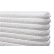 Pemberly Row Horizontal Channel Tufted Platform Queen Bed in White Fabric