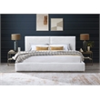 Pemberly Row Horizontal Channel Tufted Platform King Bed in White Fabric