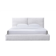 Pemberly Row Horizontal Channel Tufted Platform King Bed in White Fabric