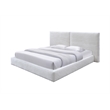 Pemberly Row Horizontal Channel Tufted Platform King Bed in White Fabric