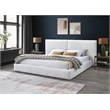 Pemberly Row Horizontal Channel Tufted Platform King Bed in White Fabric