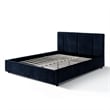 Pemberly Row Channel Tufted Fabric Upholstered Platform Queen Bed in Blue