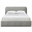 Pemberly Row Rounded Headboard Platform Queen Bed in Gray Boucle Fabric