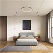 Pemberly Row Rounded Headboard Platform Queen Bed in Gray Boucle Fabric