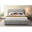Pemberly Row Rounded Headboard Platform Queen Bed in Gray Boucle Fabric