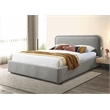 Pemberly Row Rounded Headboard Platform Queen Bed in Gray Boucle Fabric