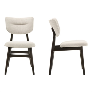 Pemberly Row Solid Wood Dining Chairs in Oatmeal Fabric Upholstery (Set of 2)