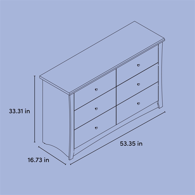 Pemberly Row 6-Drawer Engineered Wood Double Dresser in Pebble Gray