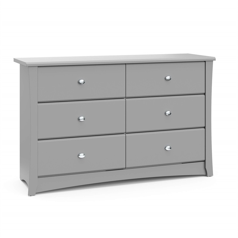 Pemberly Row 6-Drawer Engineered Wood Double Dresser in Pebble Gray
