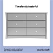 Pemberly Row 6-Drawer Engineered Wood Double Dresser in Pebble Gray