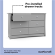 Pemberly Row 6-Drawer Engineered Wood Double Dresser in Pebble Gray