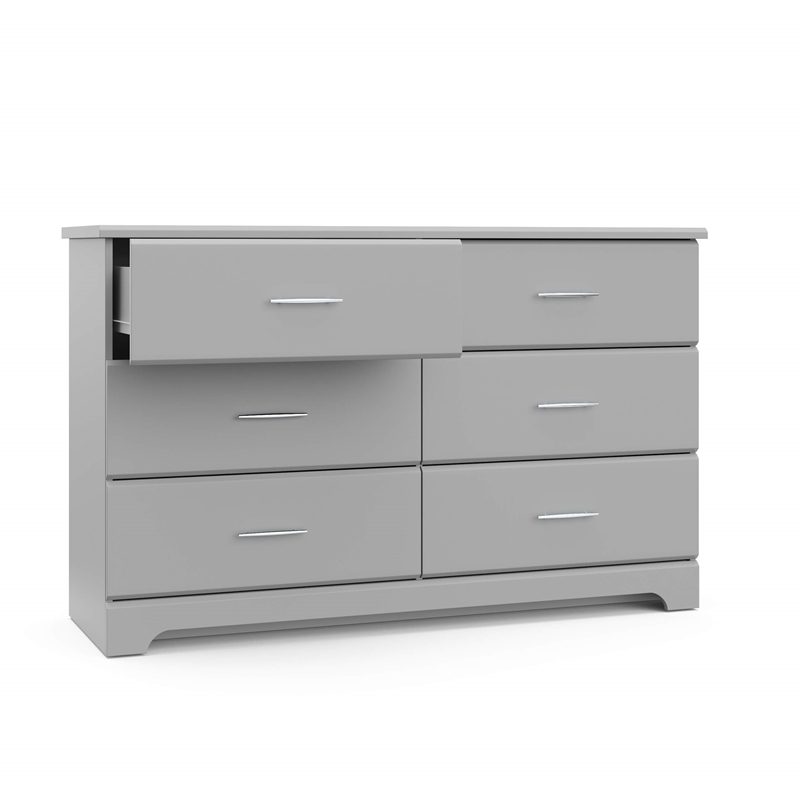 Pemberly Row 6-Drawer Engineered Wood Double Dresser in Pebble Gray