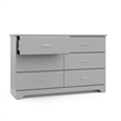 Pemberly Row 6-Drawer Engineered Wood Double Dresser in Pebble Gray