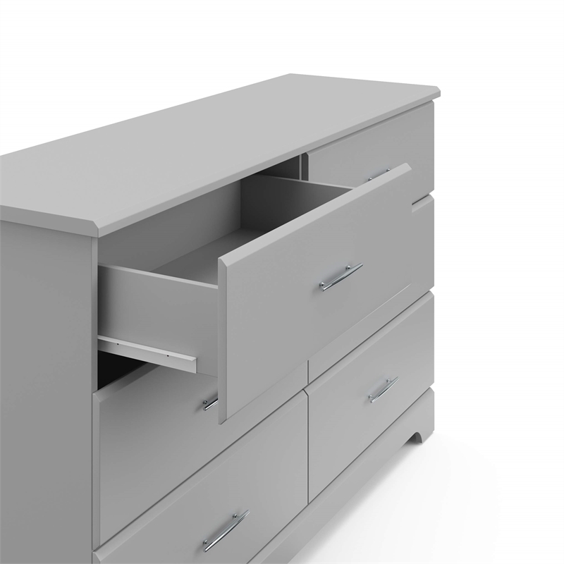 Pemberly Row 6-Drawer Engineered Wood Double Dresser in Pebble Gray
