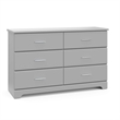 Pemberly Row 6-Drawer Engineered Wood Double Dresser in Pebble Gray