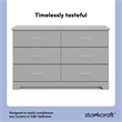 Pemberly Row 6-Drawer Engineered Wood Double Dresser in Pebble Gray