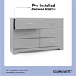 Pemberly Row 6-Drawer Engineered Wood Double Dresser in Pebble Gray