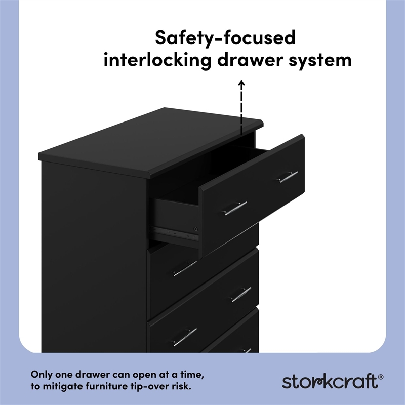 Pemberly Row 4-Drawer Engineered Wood Chest with Safety Stops in Black