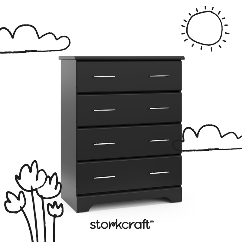 Pemberly Row 4-Drawer Engineered Wood Chest with Safety Stops in Black
