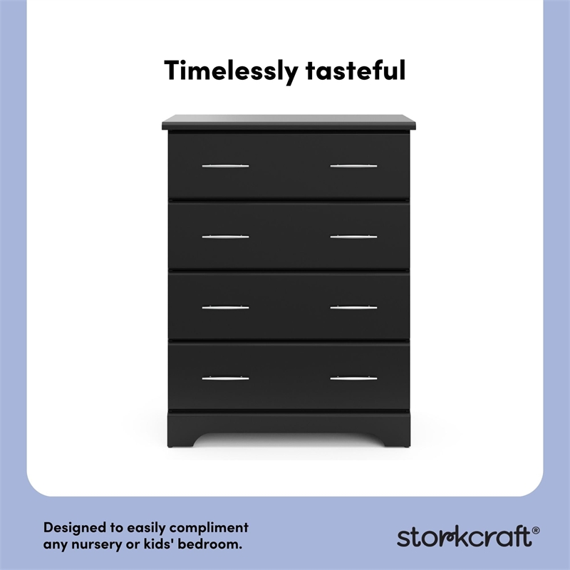 Pemberly Row 4-Drawer Engineered Wood Chest with Safety Stops in Black