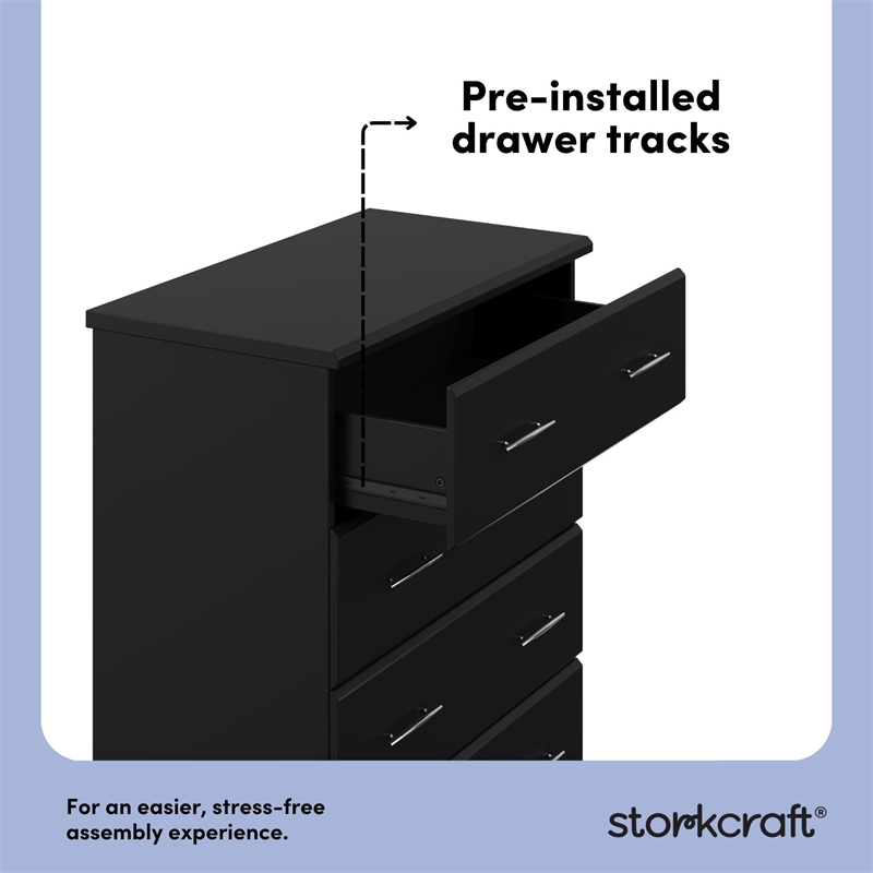 Pemberly Row 4-Drawer Engineered Wood Chest with Safety Stops in Black